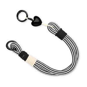 Trendy telefoonkoord met hart Black-white-beige