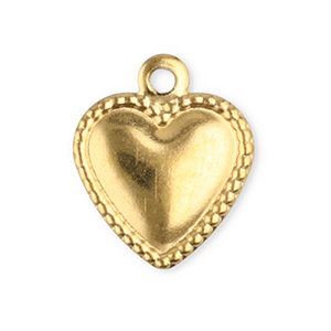 Roestvrij stalen (RVS) Stainless steel bedels hart Gold