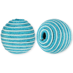 22 mm acryl kralen met waxkoord Light blue-blue