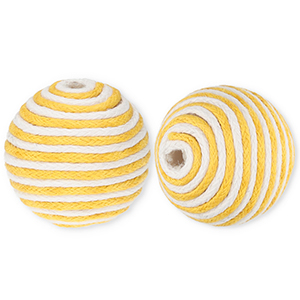 22 mm acryl kralen met waxkoord Ochre yellow-white