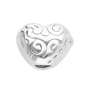 Roestvrij stalen (RVS) stainless steel kralen hart Silver