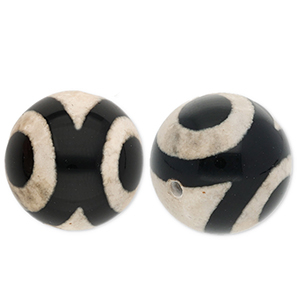 Natuursteen kralen chalcedoon 16mm Black-sand beige