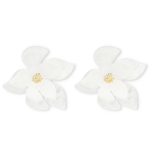 Trendy resin oorbellen&nbsp;/&nbsp;oorstekers bloem White-gold
