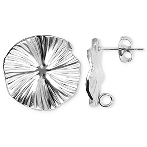 Roestvrij stalen (RVS) Stainless steel onderdelen oorbellen / oorstekers bloem met oogje Silver