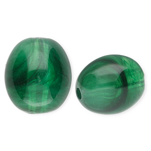 Acryl kralen ovaal Dark green-marble