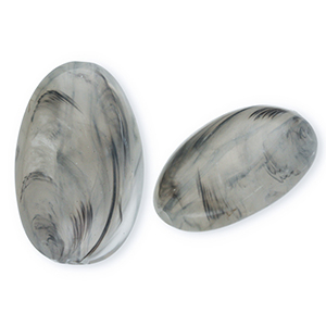 Acryl kralen langwerpig ovaal Grey-marble