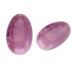 Acryl kralen langwerpig ovaal Purple-brown-marble