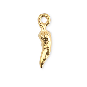 Roestvrij stalen (RVS) Stainless steel bedels chili peper Gold