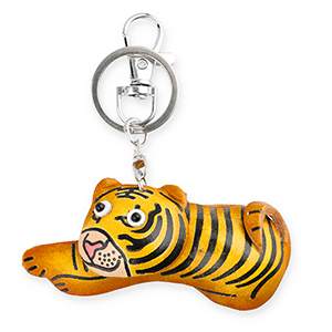 Sleutelhangers van leer tijger Orange-yellow-black-white