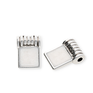 Bedels DQ&reg; metaal vierkant Antiek zilver-pearl white (nikkelvrij)