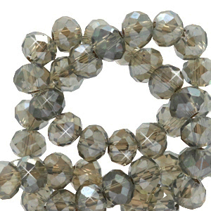 Top Facet kralen 4x3mm disc Greige rose-pearl shine coating