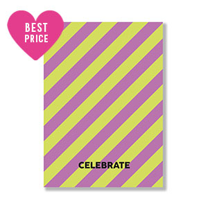 Sieraden kaartjes "Celebrate" Lime-purple