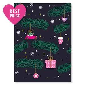 Sieraden kaartjes Kerst Dark blue-pink