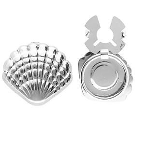 Roestvrij stalen (RVS) Stainless steel button covers schelp Silver