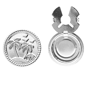 Roestvrij stalen (RVS) Stainless steel button covers rond met palmboom Silver