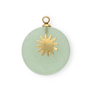 Roestvrij stalen (RVS) Stainless steel bedels sun Gold-green ash
