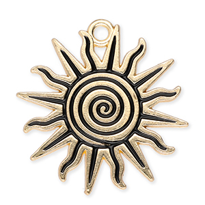 Bedels metaal zon met spiraal Gold-black
