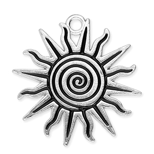 Bedels metaal zon met spiraal Silver-black