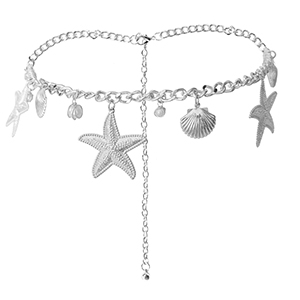 Heupkettingen zeeleven met imitatie parels Silver-white