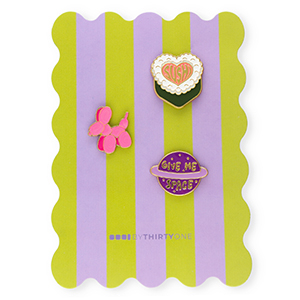 BY31&reg; Pins "Sushi"&nbsp;/&nbsp;ballon hond&nbsp;/&nbsp;"Give me space" op kaartje Green-purple-pink-white-yellow