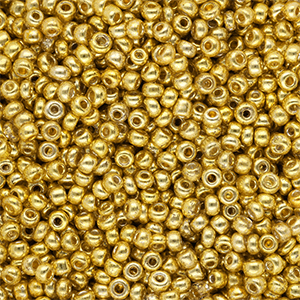Glaskralen Rocailles 8/0 (3mm) Metallic shine yellow gold