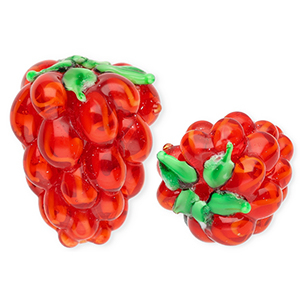 Handgemaakte glaskralen framboos Red-green