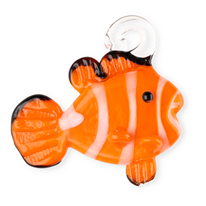 Handgemaakte glasbedels clownvis Orange-white-black