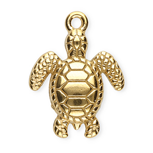 Roestvrij stalen (RVS) Stainless steel bedels schildpad Gold