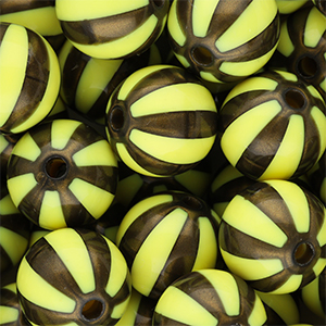 16 mm DQ&reg; acryl kralen met strepen Yellow-golden brown