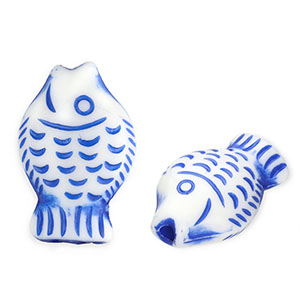 Acryl kralen vis White-Delft blue