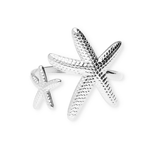 Roestvrij stalen (RVS) Stainless steel ringen zeesterren Silver