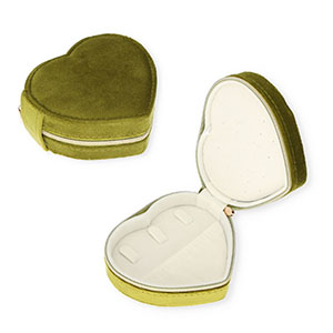Sieraden reisdoosje hart Olive green