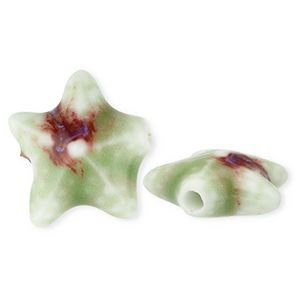 Kralen keramiek zeester Light green-brown