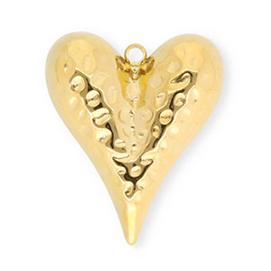 Roestvrij stalen (RVS) Stainless steel bedels hart Gold
