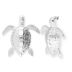 Trendy oorbellen&nbsp;/&nbsp;oorstekers schildpad met RVS steker Silver