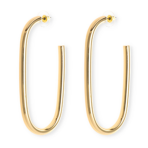 Statement oorbellen&nbsp;/&nbsp;oorstekers ovaal met RVS steker Gold