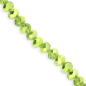 Top Facet kralen 8x6mm disc Green-pearl shine coating