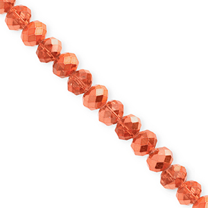 Top Facet kralen 6x5mm disc Coral orange-pearl shine coating