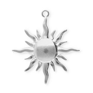 Roestvrij stalen (RVS) Stainless steel bedels zon Silver