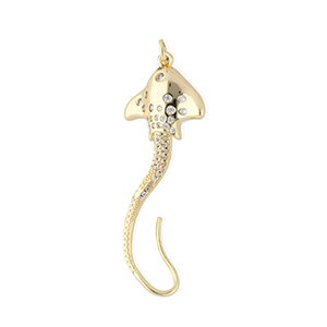 Brass TQ metaal bedels pijlstaartrog met strass Gold-transparent