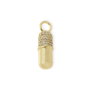 Brass TQ metaal bedels capsule met strass Gold-transparent