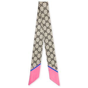 Bandana sjaal met "G" patroon Pink-greige-dark brown