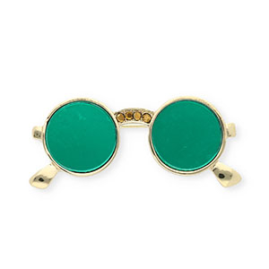 Broches zonnebril met strass Gold-green
