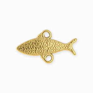 BY31&reg; Roestvrij stalen (RVS) Stainless steel onderdelen tussenstuk vis met 2 oogjes Gold