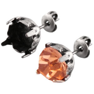 DQ metalen oorstekers voor Swarovski SS29 Antiek zilver 