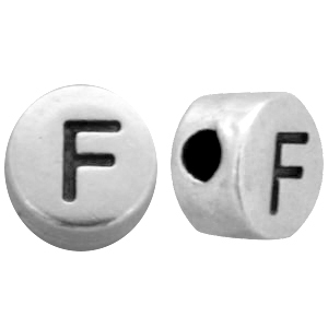 DQ metalen letterkraal F Antiek zilver (nikkelvrij)