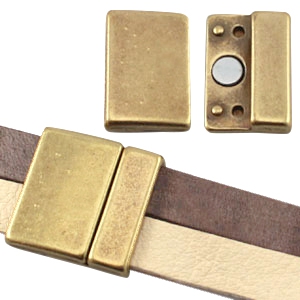 DQ metaal magneetslot large (voor DQ leer plat 10/20mm) Antiek brons (nikkelvrij)