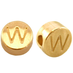 DQ metalen letterkraal W Goud (nikkelvrij)