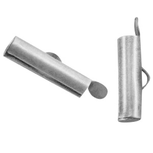 DQ metaal schuif eindkap 15X6mm Antiek zilver (nikkelvrij)