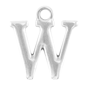 DQ metalen letter bedel W Antiek zilver (nikkelvrij)